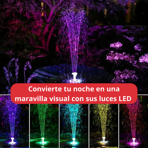 SolarSprout® - Fuente De Agua Con Panel Solar y Luces LED